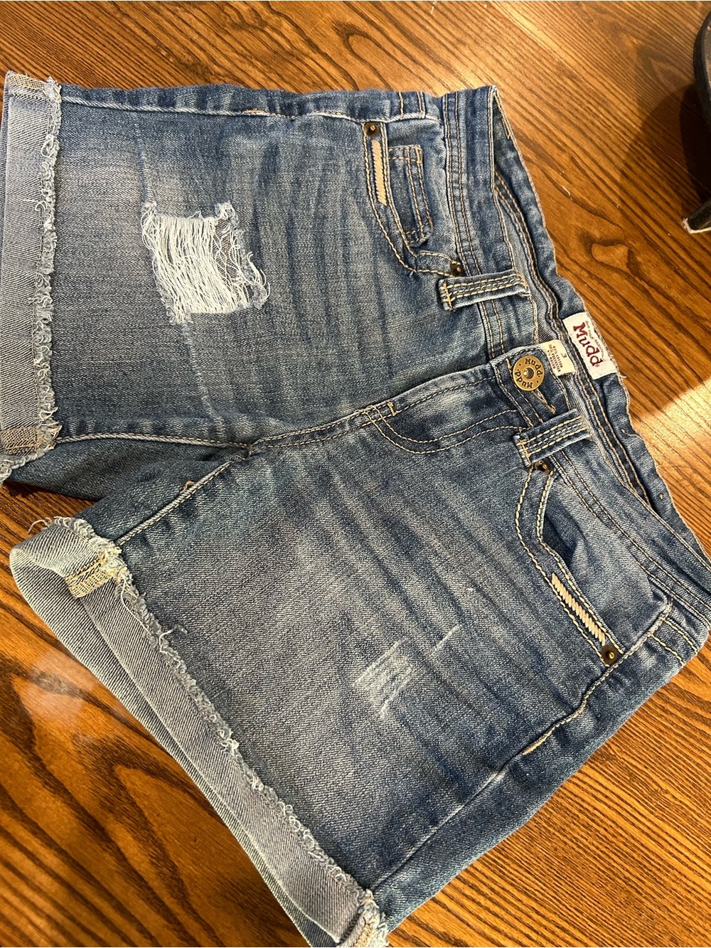 Mudd Women's Blue Distressed Denim Shorts